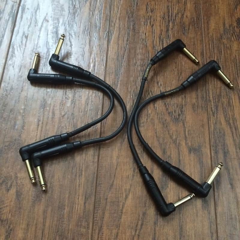 Mogami Gold 10" pedalboard patch cables (right angle angle Amphenol plugs) 4 cable lot image 1