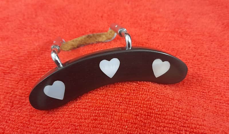 Armrest for Dreadnought Guitar in Ebonywood with Love Inlay image 1