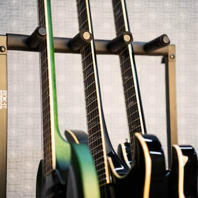Rok-It Multi Guitar Stand Rack with Folding Design; Holds up to 3 Electric or Acoustic Guitars image 3
