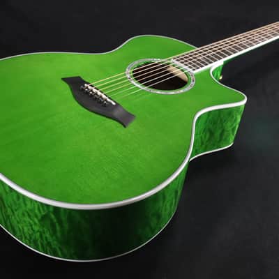 Taylor Custom Shop Black Label Grand Auditorium Spruce Top Quilt AAA Maple Back & Sides with Hardcase Transparent Green 088 image 4