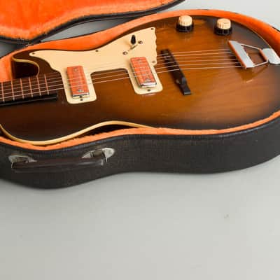 Harmony Stratotone Mars H-46 Thinline Hollow Body Electric Guitar, c. 1959, black hard shell case. image 12