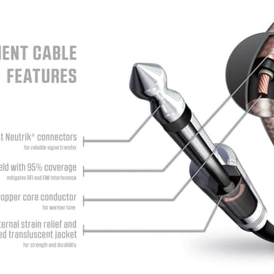 Livewire Advantage 15ft Instrument Cable – 1/4" TS Male to Male Shielded Tweed image 4