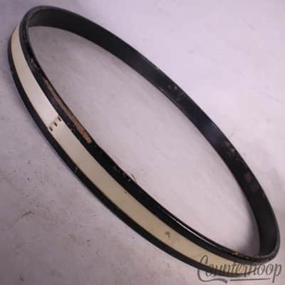 *Premier 22" Silver Wrap Inlay Bass Drum Wood Hoop/Rim Vintage 70s England Black image 2