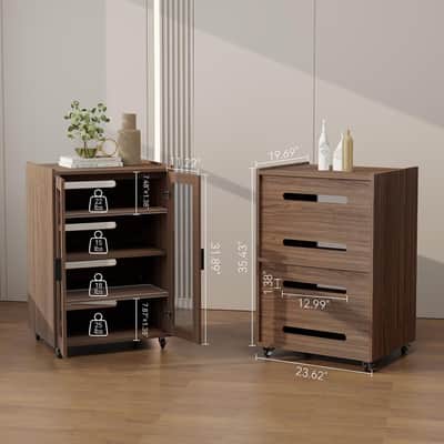 5-Tier Stereo Rack Media Cabinet w/ Glass Door, Adjustable Shelves, Cable Management & Wheels image 6