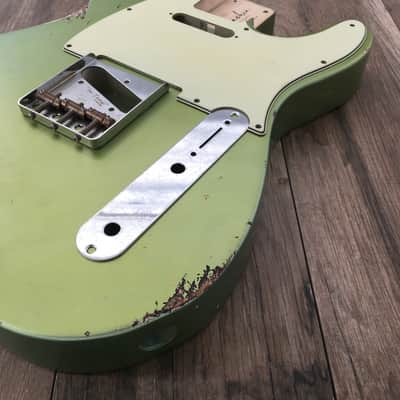 FRANCHIN Mars guitar body Relic Aged Lake Placid Blue Metallic turned green 100% Nitro Lacquer Cracks SS Basswood Telecaster-Tele-T-Style Made in Italy - Stock piece #22350826 image 8