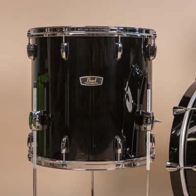Pearl Wood Fiberglass Reissue Piano Black Drum Set image 2