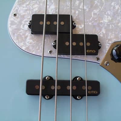 warmoth pj jazz 2017 Sonic Blue EMG Geezer Butler pickups hipshot kickass bridge image 4