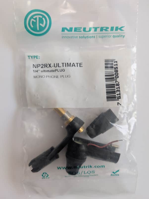 Neutrik NP2RX-ULTIMATE 1/4" TS Right Angle Cable Connector with Timbre and Silent Switch image 1