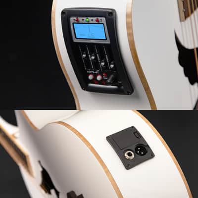 Lindo White Dove V3 Electro Acoustic Guitar and Premium Hard Case | Beautiful High Gloss Finish | Roasted Maple Binding | Preamp/Tuner/LCD | Luminlays | Steel Strings image 6