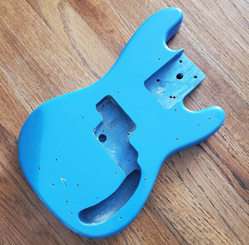 Unknown brand MINI P-bass guitar body - Aqua blue image 1