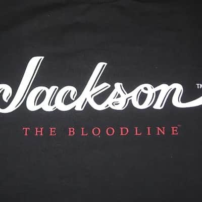 new genuine Jackson (by Fender) Jackson Bloodline 100% Cotton Black Short Sleeve T-Shirt, Medium (M), GRAPHIC: White & Red -- P.N (part #): 0990264406 (NO: hangtag / packaging) image 2
