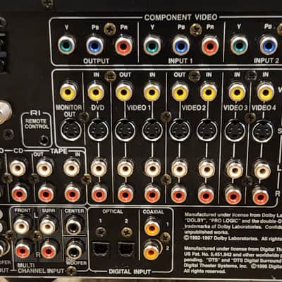 Onkyo Onkyo TX-DS696 A/V Receiver with Dolby Digital, DTS, and Pro Logic II 90s  - Black metal image 10