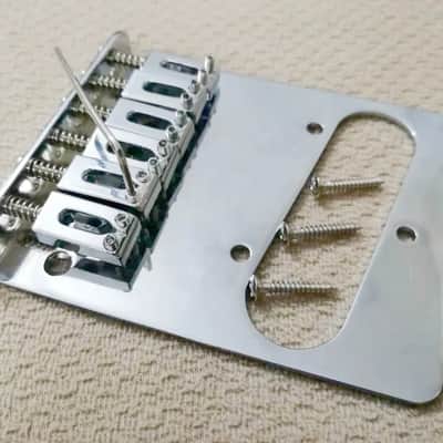 Warmtone Custom Guitars Tele Style Bridge Series #1 6 Saddles Hardtail- Chrome image 4