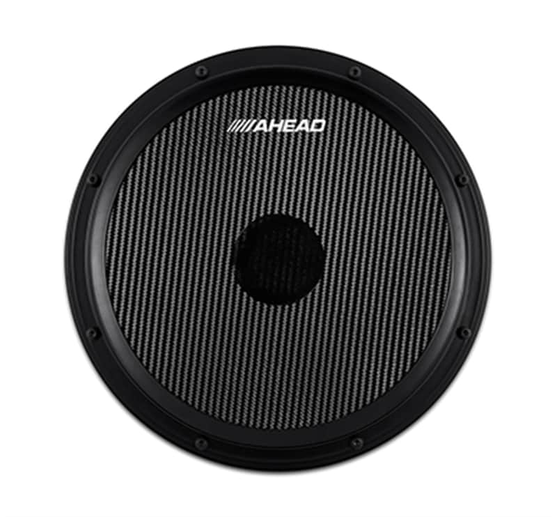 Ahead 14" Black/Black S-Hoop Marching Pad with Snare Sound (Black Carbon Fiber) image 1