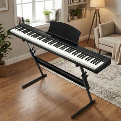 Ukscs 88 Key Magnetic Connection Piano Semi-Weighted Standard Digital Piano with Stand, MIDI Bluetooth, Handbag，Headphone，for Piano Lover Black color image 4