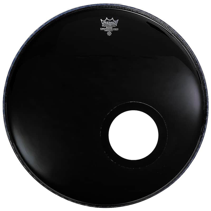 Remo Powerstroke P3 Ebony Bass Drum Head 20" w/ 5" Black DynamO Port Hole image 1