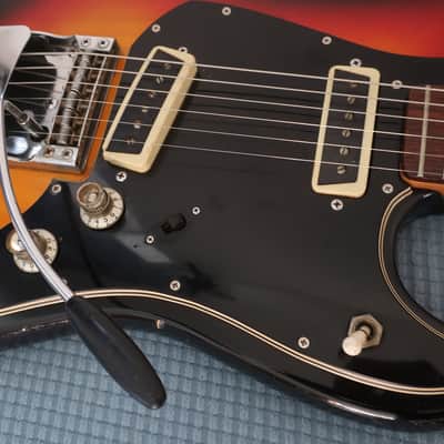 Vintage 1970s Aria Lyle Teisco Guitar Offset Strat Style 2 PU Japan Sunburst Dreamy Shoegaze Tones! image 5