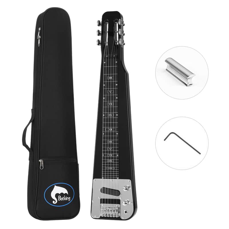 Batking Lap Steel Guitar 6 String Slotted Head Stock Electric Slide Steel Guitar-bk w bag w slide image 1