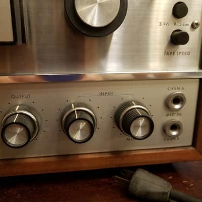 TEAC RESTORED A-1200U 3-head R2R 2-track 1/4" stereo 7" reel to reel recorder tape deck player 1970s - stained wood and stainless steel image 11