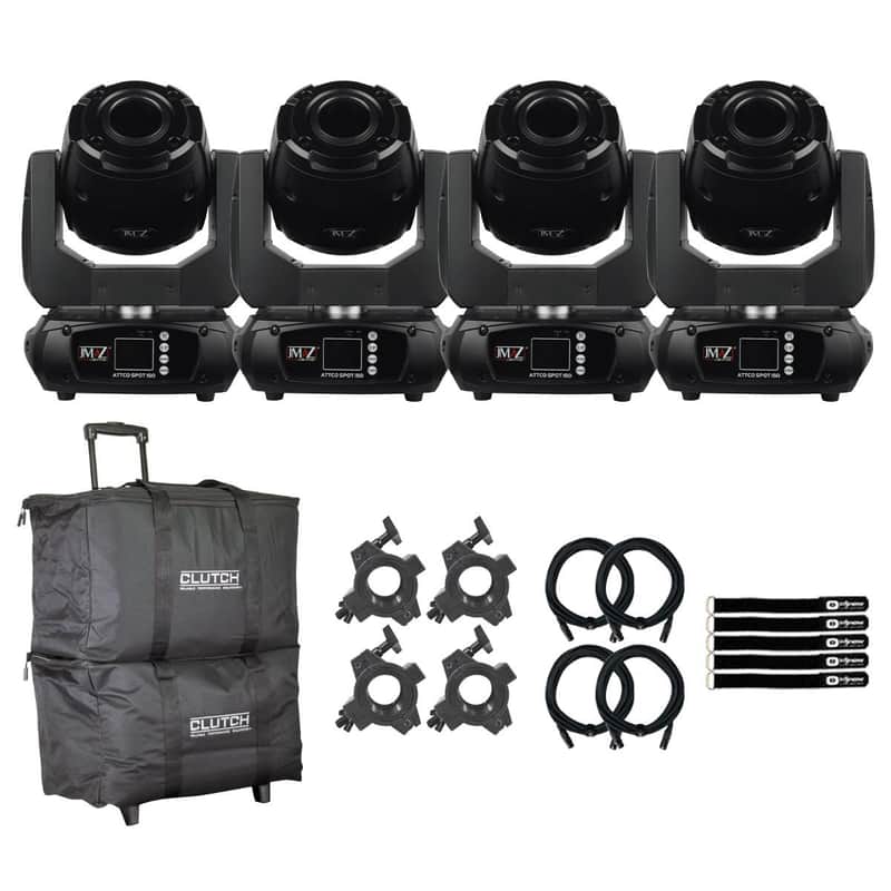 JMAZ Lighting JZ3010 Attco Spot 150 LED DMX Moving Head Light Fixtures 4 Pack image 1
