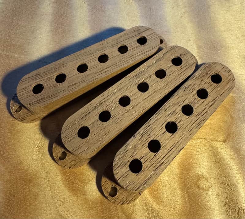 Guilford Black Walnut Single Coil Pickup Covers - Set of 3 - fits Fender USA 53mm poles image 1