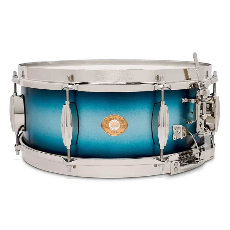Slingerland Radio King Solid Maple Snare Drum 14x5.5 Blue & Silver Lacquer image 1