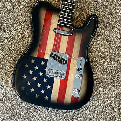 USA Flag Electric Guitar - Tele style - Red white and blue image 12