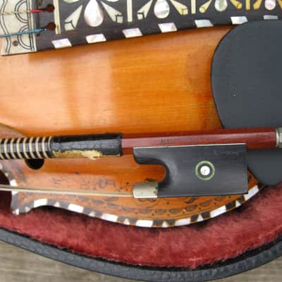 Hardanger Fiddle violin, Hardingfele + Albert Nurnberger Bow  1918 amber image 20