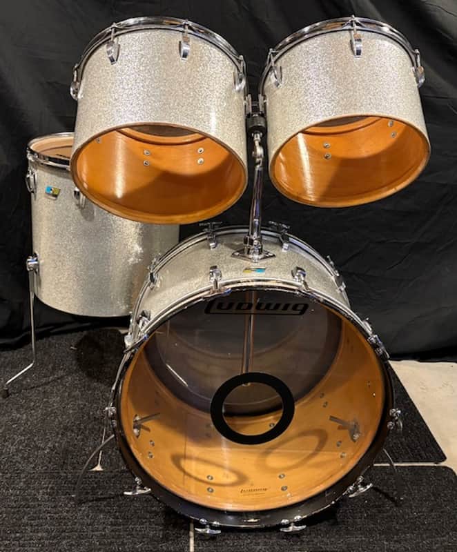 Ludwig Concert Tom Set early 70's - Silver Sparkle Clear Maple interiors image 1