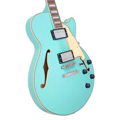 D'Angelico Premier SS Single Cutaway Semi Hollow Body Electric Guitar Surf Green image 3