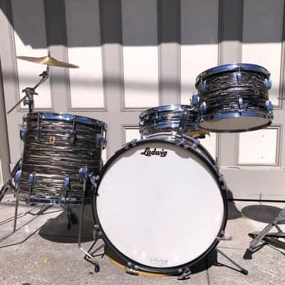 Holy Grail! Ringo Starr Ludwig Black Oyster Pearl 3 Piece Downbeat Drum Set image 7
