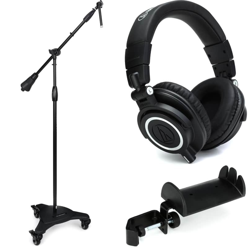Ultimate Support MC-125 Professional Studio Boom Microphone Stand Headphones Bundle image 1
