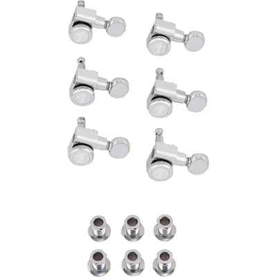 Fender Stratocaster/Telecaster Locking Tuning Machines with Vintage Buttons, Polished Chrome image 2