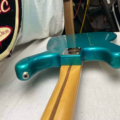 Fender PARTS Stratocaster - 1999 American Deluxe neck on 1983 Dan Smith-era Standard Strat body with Case - Transparent Teal image 24