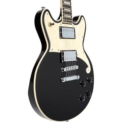 D'Angelico Premiere Series Brighton Solid Body Electric Guitar Double Cutaway Stopbar Tailpiece Regular Black Flake image 5