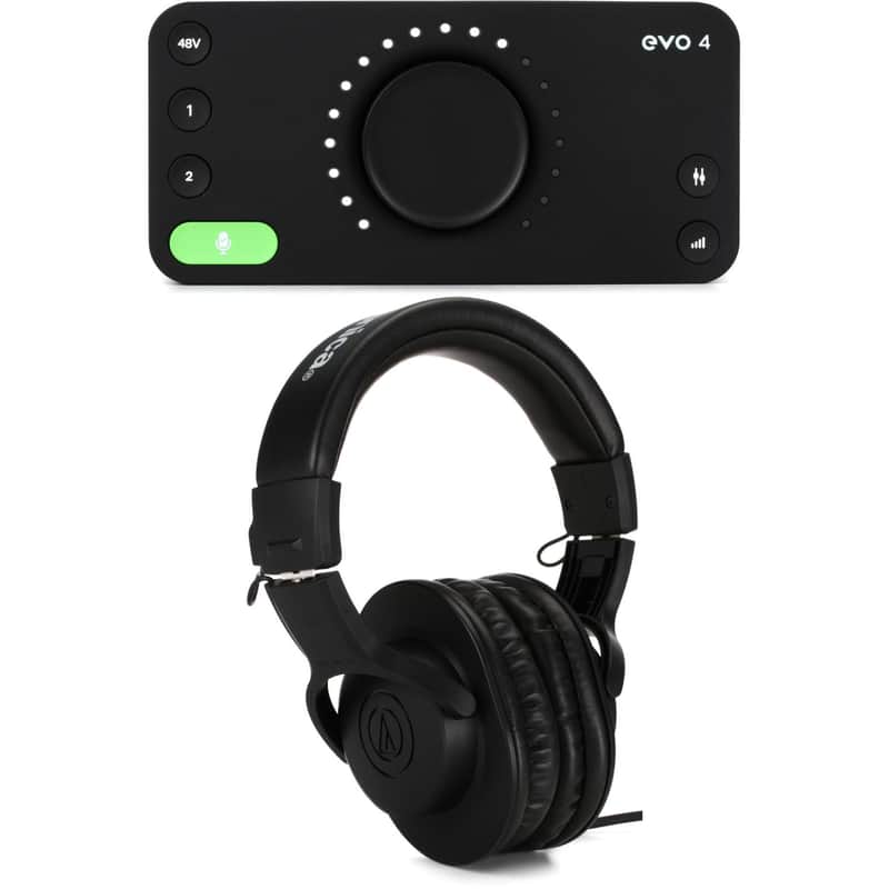 Audient EVO 4 USB Audio Interface and Audio-Technica ATH-M20x Headphones image 1