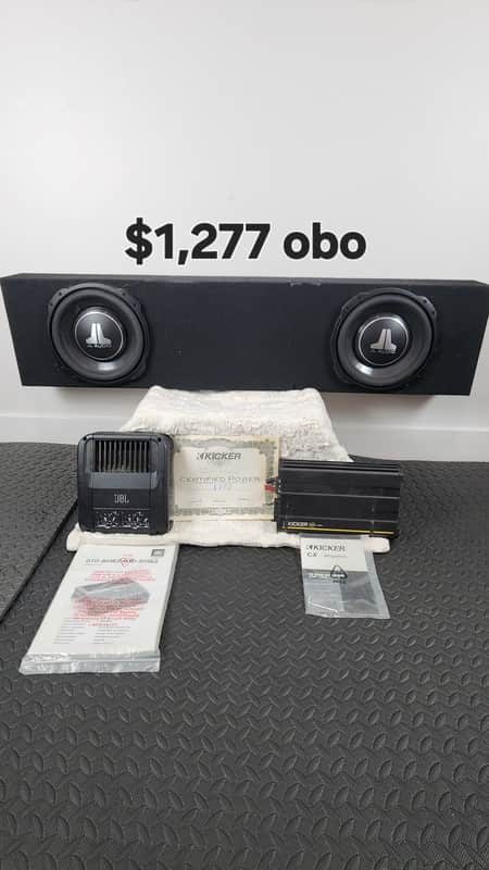 JL Audio 10” Subs in Custom Box + Kicker CX1200.1 Amp + JBL Crossover (Mint Condition) image 1