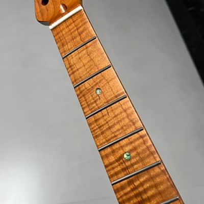 Bone nut Suhr Round-head stainless steel Roasted flame Maple Electric Guitar Neck 22 frets hole 10mm 12in image 3