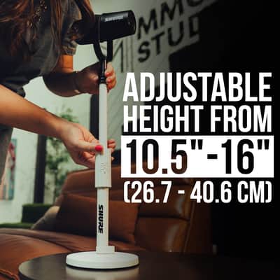 SHURE by Gator Round Base Desktop Mic Stand with Standard Height-Adjustable Twist Clutch and 6" Base, White (SH-DESKTOP1-W) image 5