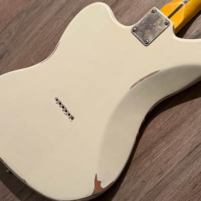 Big River “Jazzcaster” • Aged Vintage White over Met.Copper Nitro • Aged Maple/Rosewood/Binding/Blocks/Matching Headstock • A5P90 image 16