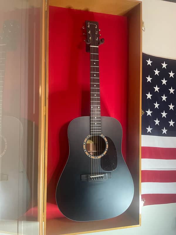 Eastman E2D-BK Dreadnought Acoustic Guitar in Black w/ Gig Bag, Pro Setup image 1