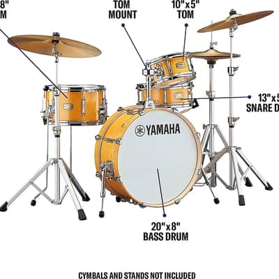 Yamaha SBP0F4H Stage Custom Hip 4-Piece Acoustic Drum Shell Pack, Natural image 3