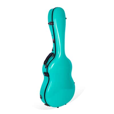 Crossrock Lightweight Deluxe Fiberglass Case with TSA Lock for 4/4 Classical Guitar-Mint Blue image 4
