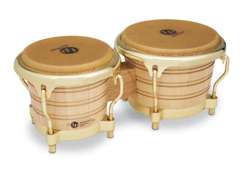 LP LP201AX-2AW 7-1/4-inch and 8-5/8-inch Generation II Bongos - Natural with Gold Hardware image 1