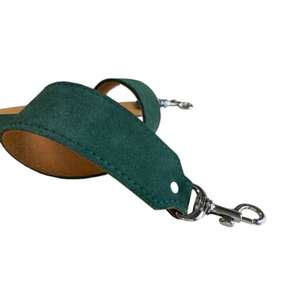 Genuine Leather Banjo Strap Metal Clips, and Tri-glide Adjustment. Adjustable to 52", Green image 1