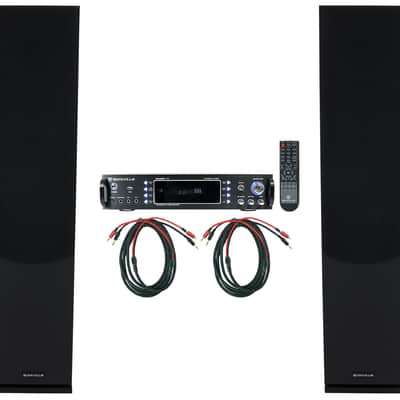 Pair Rockville Lux 658 Black Dual 6.5" 8 Ohm Hi-Fi Tower Speakers+Home Receiver image 4