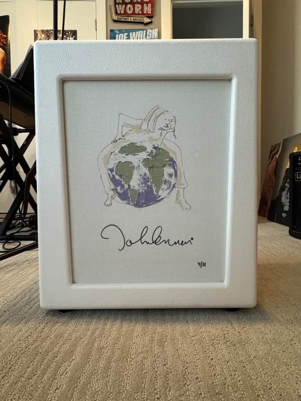 Fargen Fargen Amps FJLA John Lennon Limited Edition Artist 15W 1x12 Tube Guitar Combo 2012 - White with licensed print of John Lennon art image 1