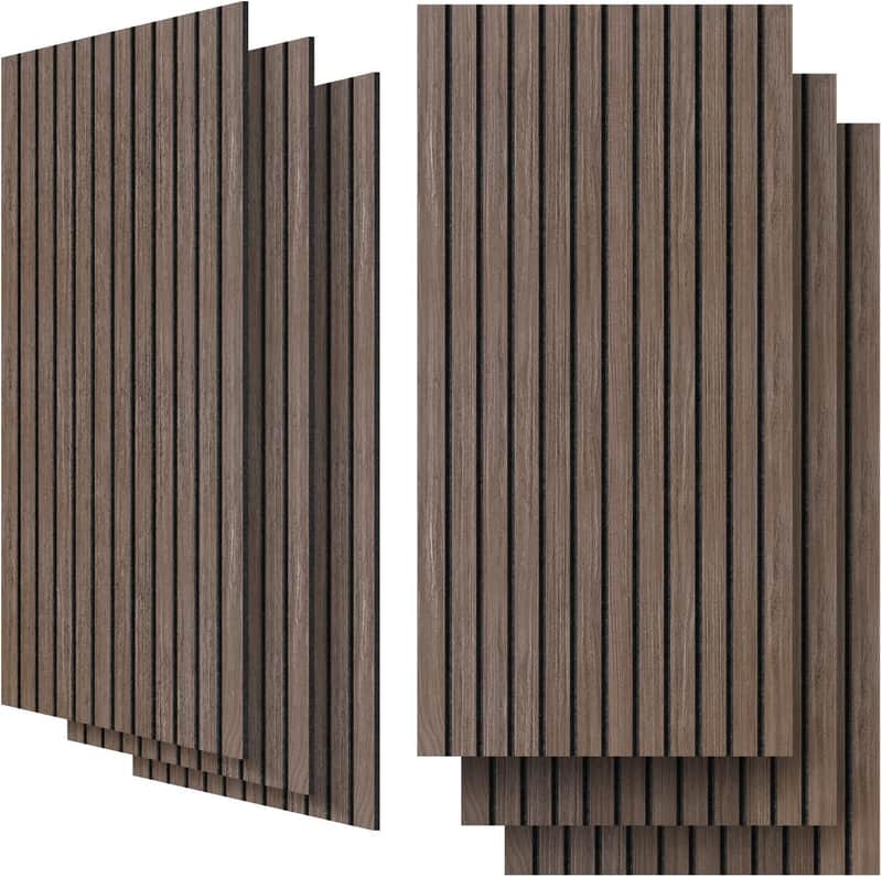 6 Packs Acoustic Panel,47.2 x 23.6 Inches Decorative Sound Proof Panel for Office,Home Theater,Studio,Walnut Color image 1