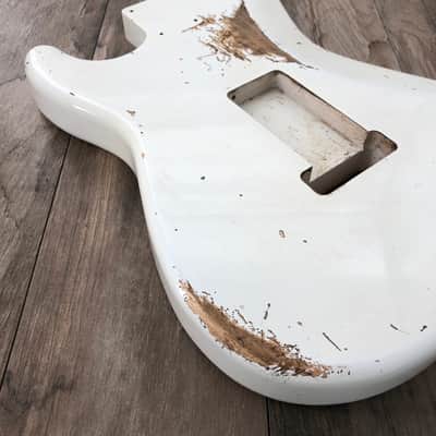 FRANCHIN Mercury guitar body Relic Aged Olympic White 100% Nitro Lacquer Cracks HSS Basswood Stratocaster-Strat-S-Style Made in Italy - Stock piece #23280826 image 12