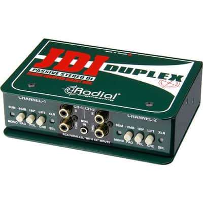 Radial Engineering JDI Duplex 2-Channel Passive Instrument Direct Box with 2x XLR Cables & 2x 1/4" Stereo Plug Cables image 2